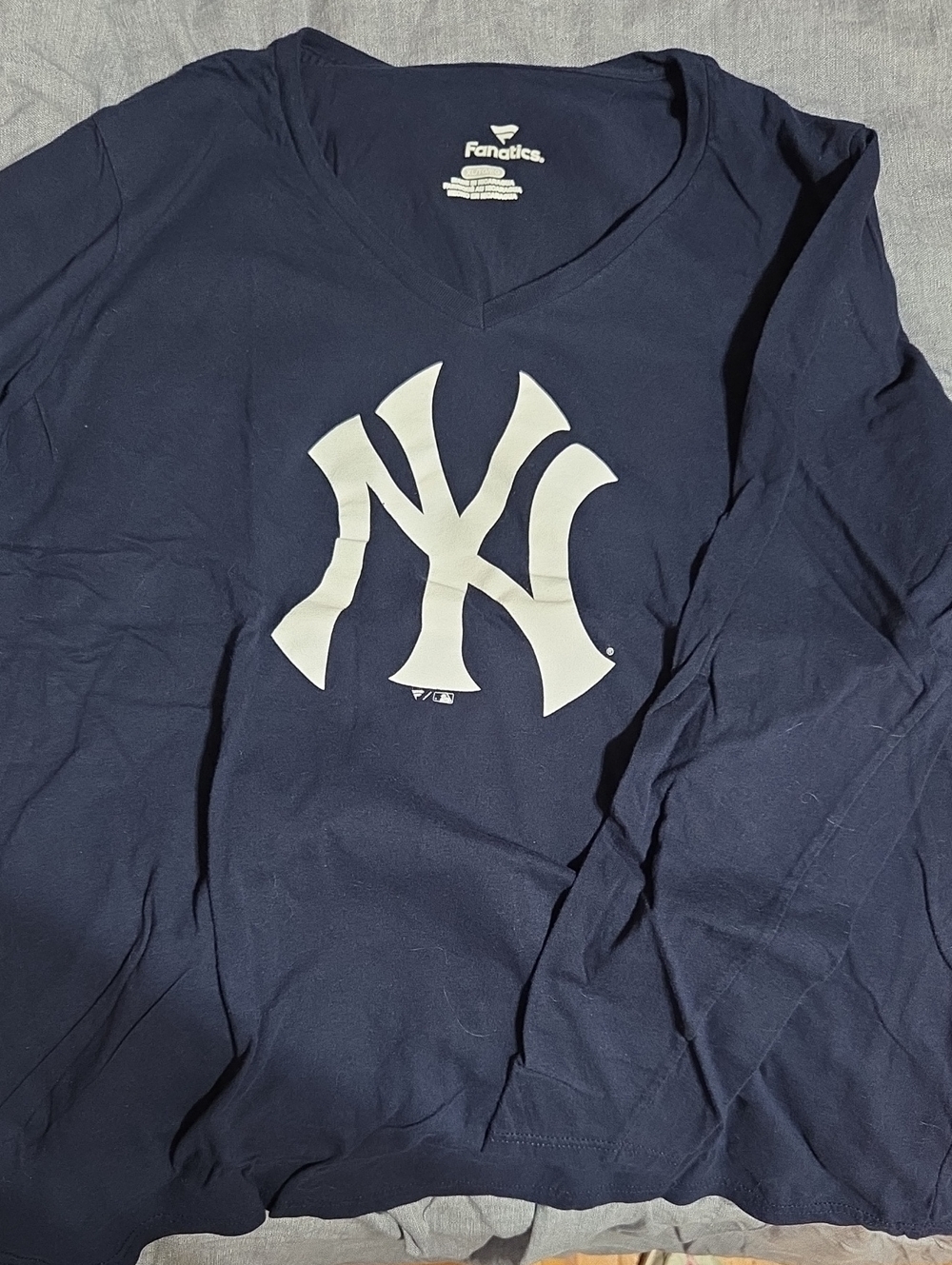 Fanatics Navy Long Sleeve Tee with White NY Logo